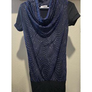 Vivace Design Vintage Sparkly Gliter Dress Short Women's Small Cowl Neck